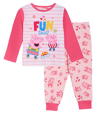 Girls Peppa Pig Pyjamas Kids Luxury Classic Peppa Pink Full Length Long Pjs Set