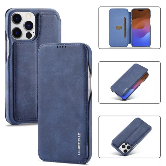 Case For iPhone 15 14 Pro Max 13 12 11 XR XS 8 7 Leather Wallet Card Flip Cover