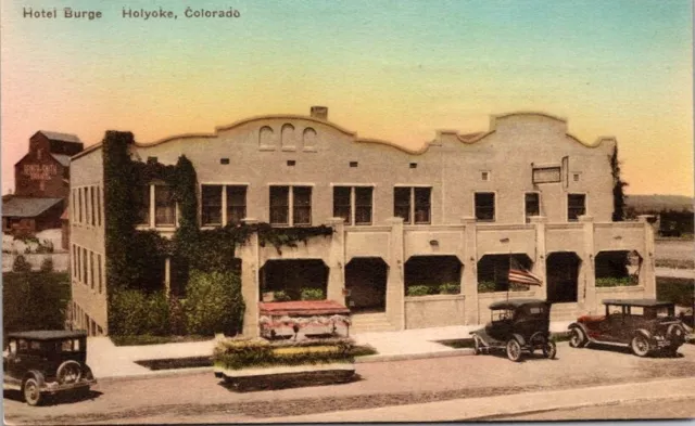 Hand Colored Albertype Postcard View of the Hotel Burge Holyoke Colorado CO 3688