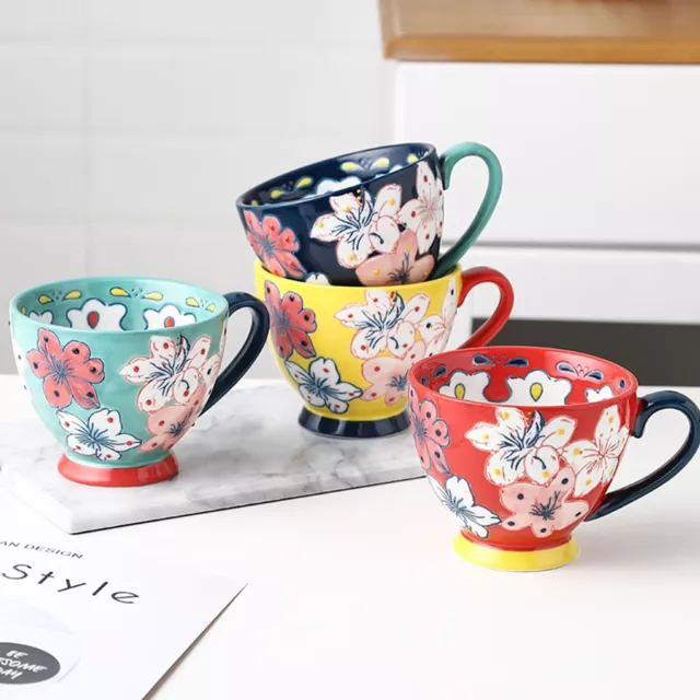 Large Ceramic Flower Coffee Tea Mug Kitchen Hot Chocolate Drinking Milk Cup Gift