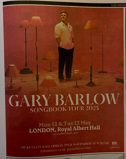 Gary Barlow Take That Live Songbook Tour 2025 Ad Newspaper Advert