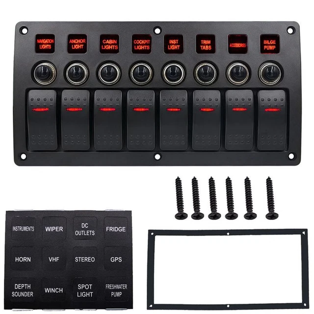 Pannello interruttore rocker marino auto barca 8 marce 3 PIN & interruttore sovraccarico S4A4