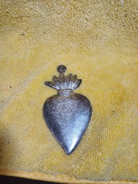 Milagro Corazón Miracle heart alpaca metal, wall 4" Rere Made At Mexico