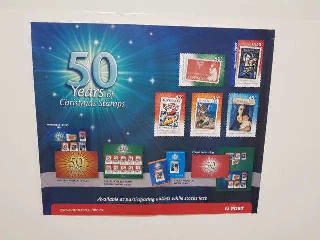 Australia Post Promotional Poster Stamps 50 Years of Christmas Stamps