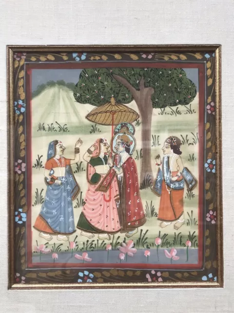 2 x Vintage Indian Mughal School Paintings, Harem, Padshah Begum or Wedding 3