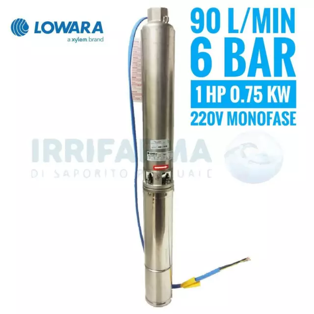 Elettropompa sommersa Lowara 1 Hp 4GS07M MONOFASE Kw 0.75  pompa per pozzo