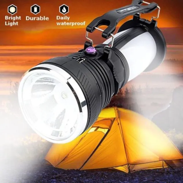 LED Solarleuchte Outdoor Camping Lampe Aufladbar Laterne Akku Zelt Licht Notfall