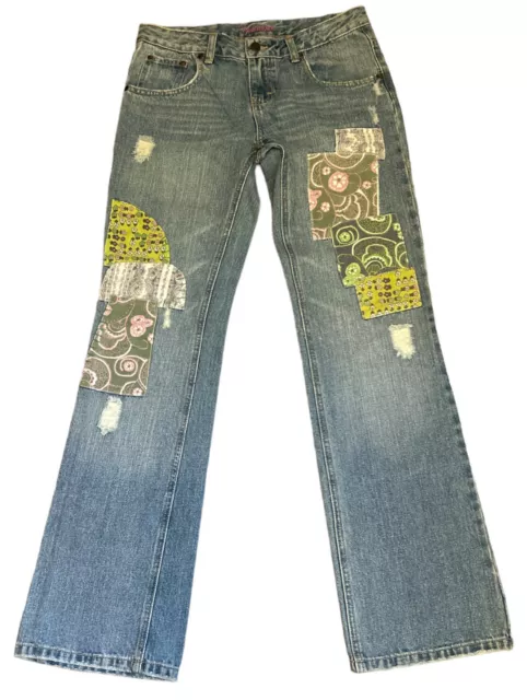 Younique Jeans Women’s Sz 7 Boot Cut Denim Patchwork Distressed Hippie