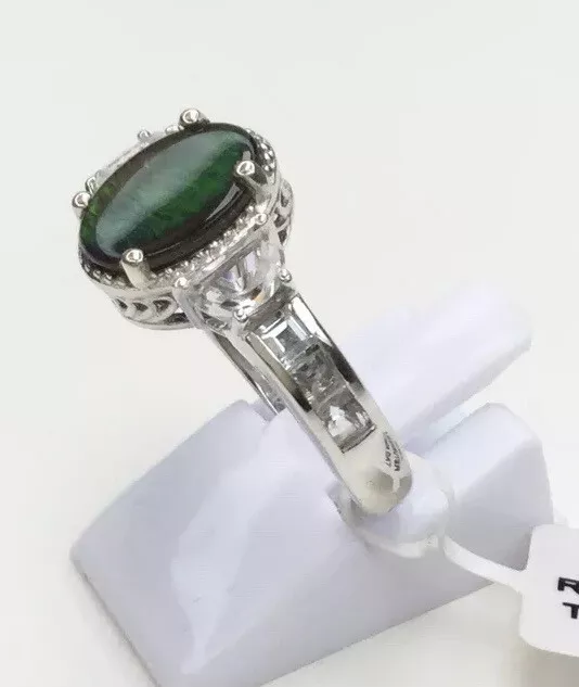 Aa Ammolite & Topaze Argent Sterling Gemstone Ring Taille N USA 6.75 Idée Cadeau 3