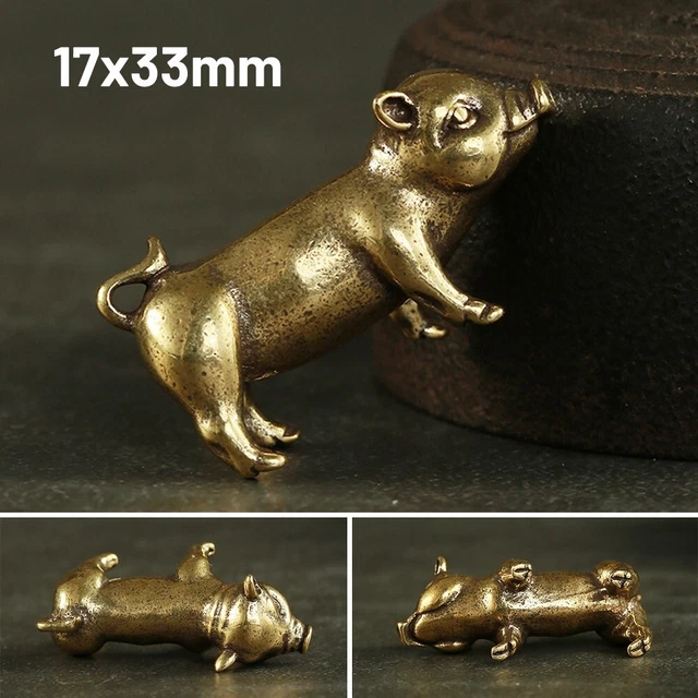 Brass Chinese Zodiac Pig Figure Intricately Designed Pendant 3 3x1 7cm