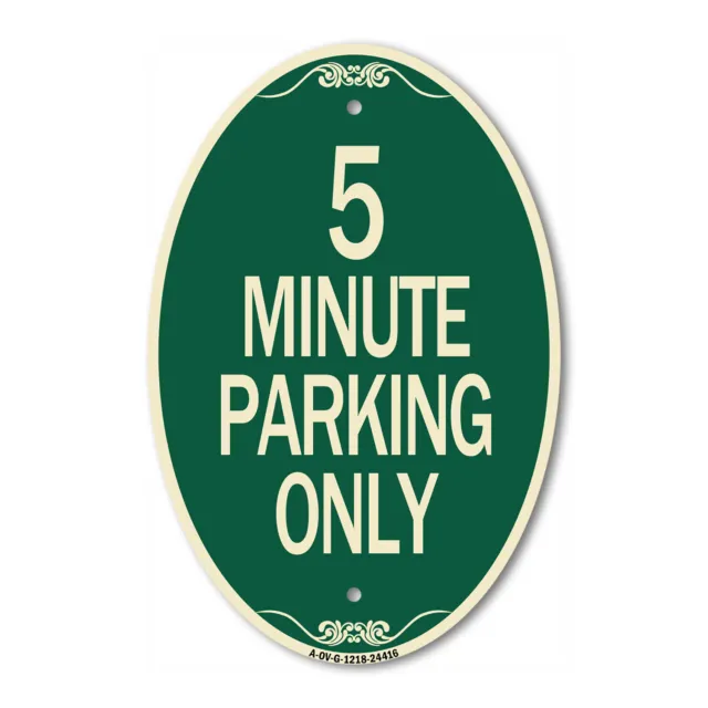 SignMission Designer Series Sign - 5 Minute Parking Only 12" x 18" Aluminum Sign