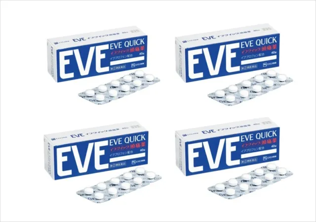 4 cajas EVE QUICK 40 tabletas para alivio del dolor de cabeza Japón