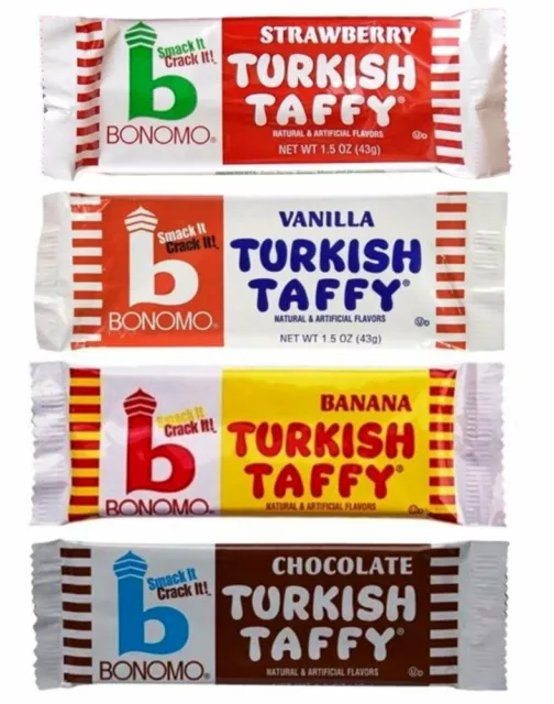 Bonomo Turkish Taffy 8ct Sampler Two of Each Flavor Choc Straw Banana Vanilla