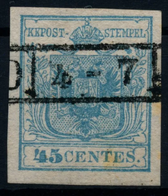 LOMBARDEI-VENETIEN 1850 45C, Nr.5 H I.! HP, TYPE I.! Dr.Ferch.Sig. Befund! P! 2