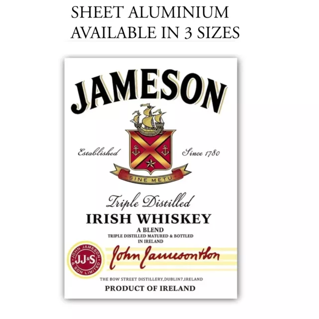 Aluminium Sign / Plaque Sign For Man Cave Drinking Sign Jameson Irish Whiskey