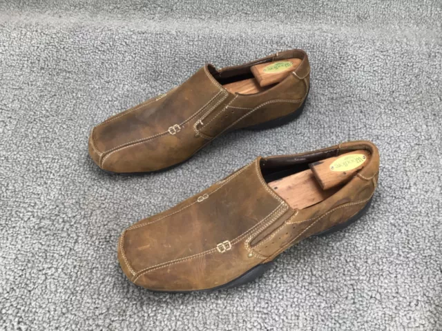 Skechers  Relaxed Fit  Shoes Men's 12 Brown Leather Round Toe Casual Slip On