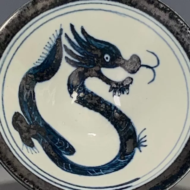 Collect China old Blue and white porcelain hand painting zodiac dragon bowl 3