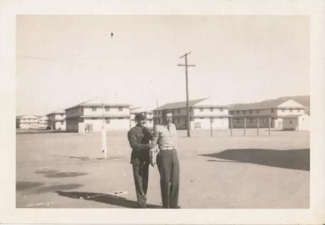 WWII Dec 1944 Pvt Wright's Camp Roberts CA photo Sgt Stanley & Pvt Zolot barrack