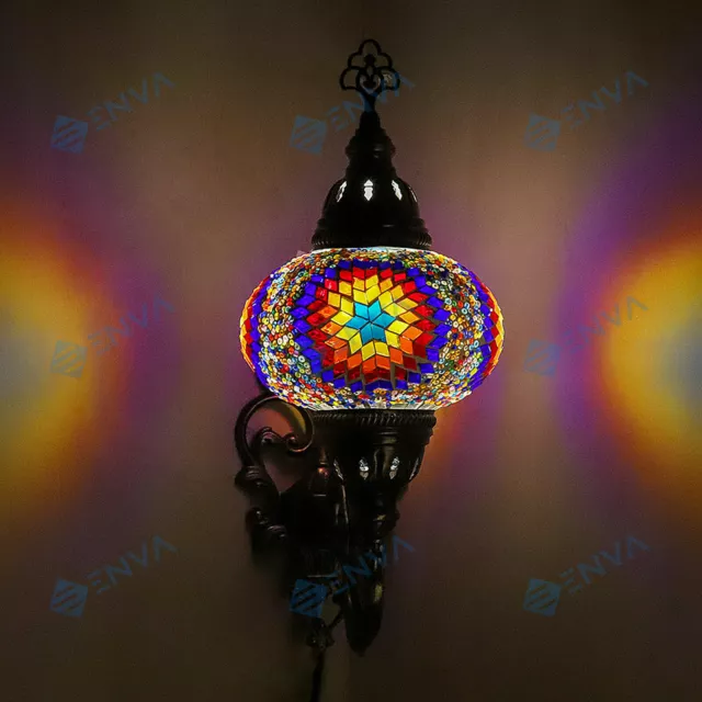 Applique murale Turque Style marocain mosaïque multicolore lampe grand Globe