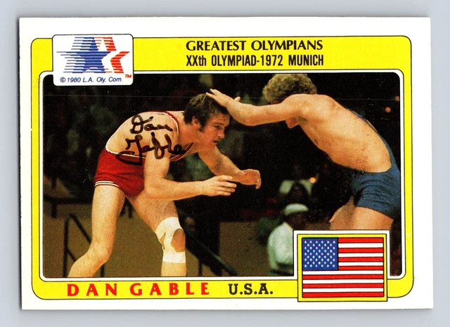 Dan Gable Authentic Autographed Signed 1983 Topps Greatest Olympians HOF Card Dan Gable Authentic Autographed Signed 1983 Topps Greatest Olympians HOF Card