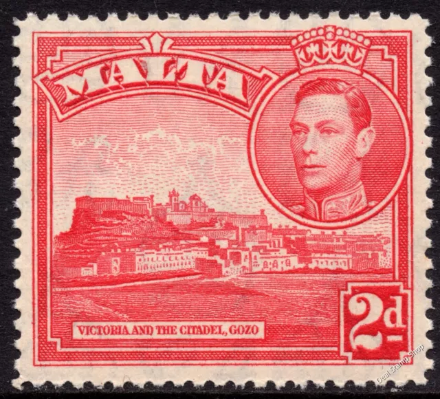 Malta 1938 2d Scarlet Definitive SG 221b UNMOUNTED MINT MNH