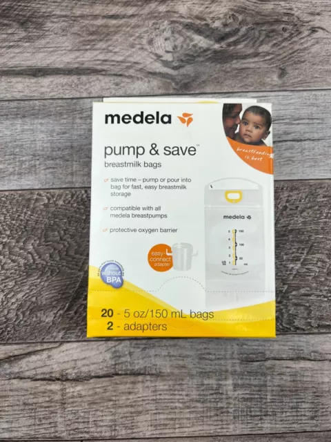 LOT OF 4 Medela Pump & Save 20pcs Breast Milk Bags + 2pcs Adapters NEW IN BOX 2