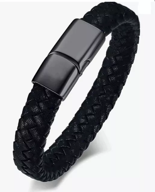 Mens Leather Cremation Jewellery Memory Urn Bracelet Keepsake  Ash Locket Male