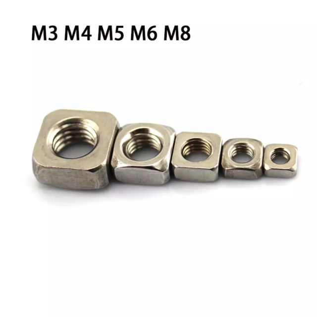 M3 M4 M5 M6 M8 302 Stainless Steel Thin Square Nuts For Slider Model Accessories