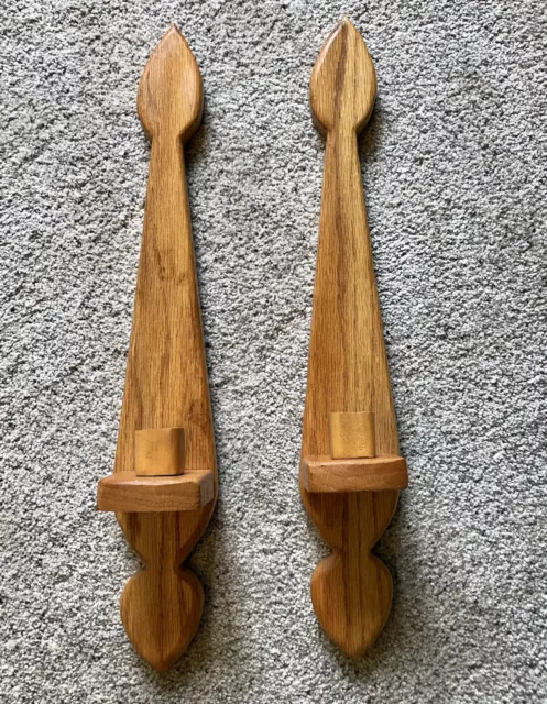 Pair  Solid Oak Wood Wall Sconces Candle Holder Handmade Farmhouse