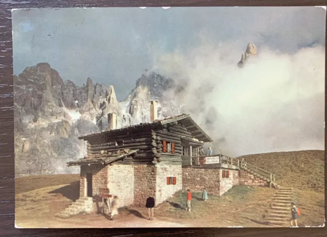 Rara Veduta Foto Cartolina Dolomiti Baita Segantini Passo Rolle - FG VG 1958