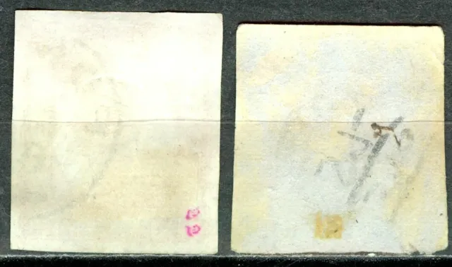 Italie-Naples, timbres N° 15 et 15a oblitérés, TB 2