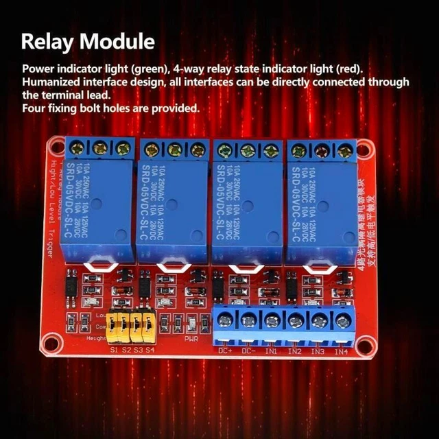 5V/12V/24V 4-Kanal-Optokoppler-Relaismodulplatine für