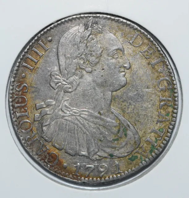 1791 Mexico 8 Reales Silver Coin King Charles III