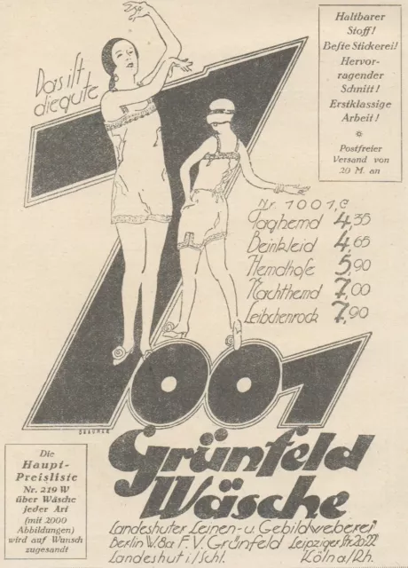 Y6331 Grunfeld Wasche - Werbung Oldtimer - 1925 Old Werbung