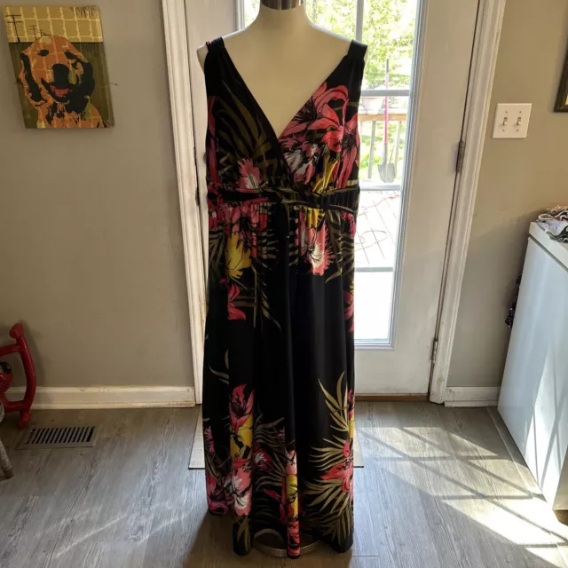 New Directions Beautiful Floral Print 2 X Sleeveless Maxi Dress