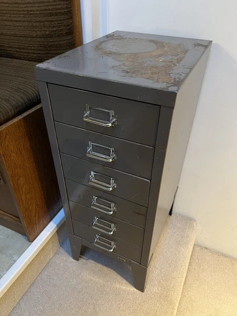 Metal Vintage Filling Cabinet Draws All Star Steel Grey Chrome