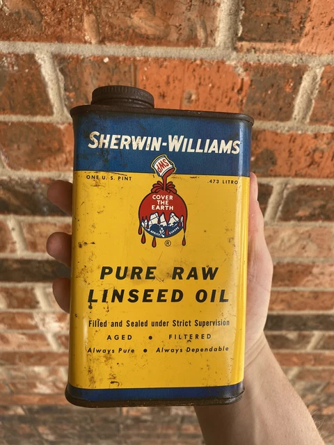 Full Metal Sherwin Williams Linseed Oil Can Paint Country Store Old
