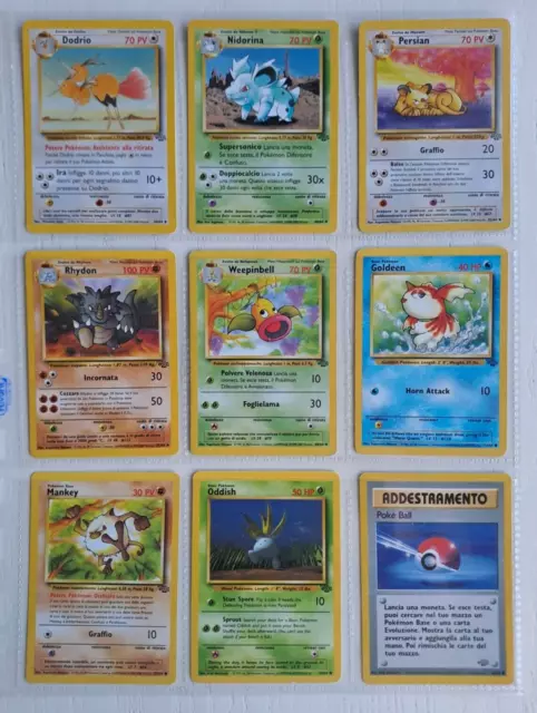 Lotto 9 Carte Pokemon Set JUNGLE ITA tutte diverse * EXC*