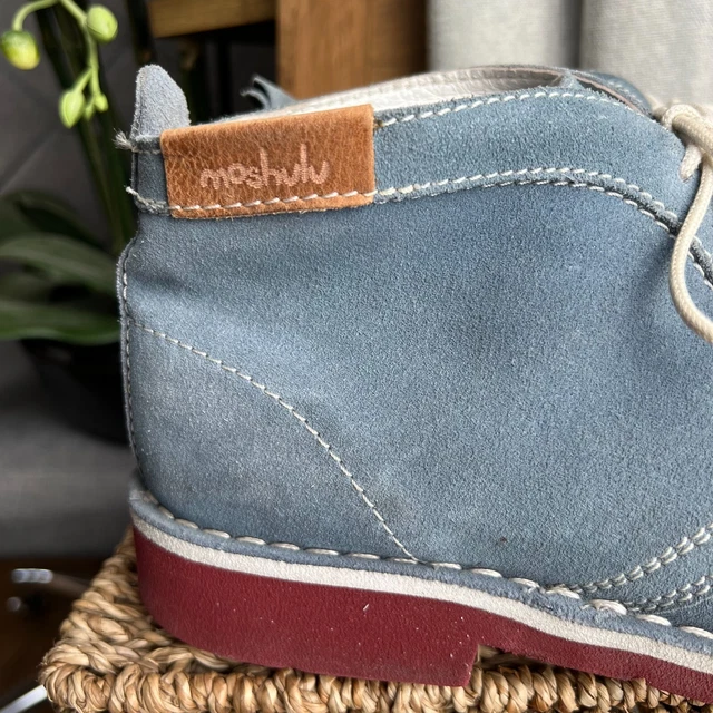 MOSHULU MENS ANKLE Desert Boots Shoes Blue Leather Suede Size 7 EU 41 £