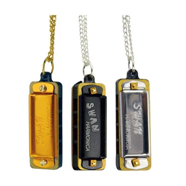 Métal Harmonica 4 Trou 8 Ton Collier Design Chaîne Jouet Cadeau Outils for Kids