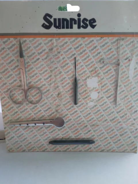 Sunrise five various pre-owned unused un-opened fly fishing fly tying tools