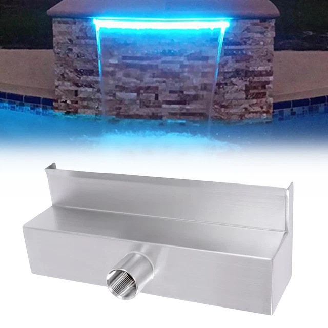 Waterfall Pool Fountain Pond Garden Patio Stainless Steel Spillway Led Light NEW