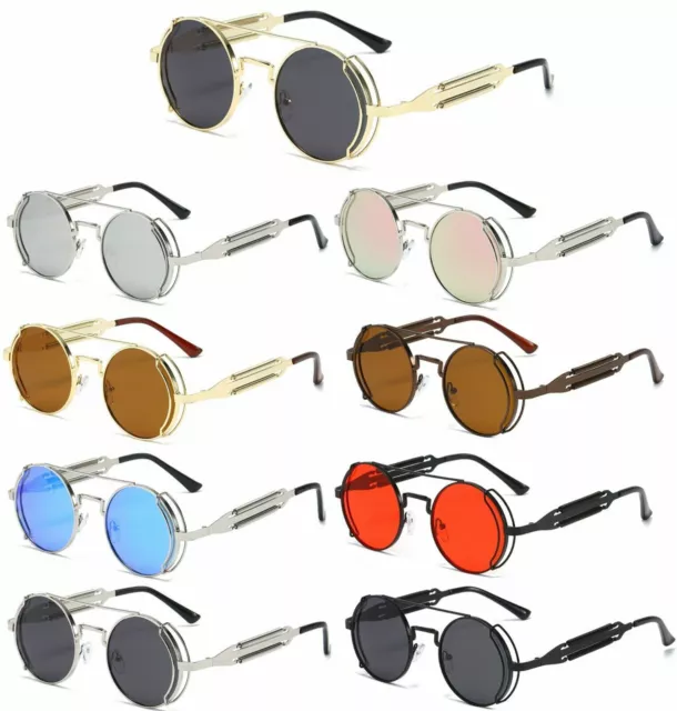 Polarisierte Steampunk-Sonnenbrille für Herren Markendesign Vintage runde UV400-Sonnenbrille