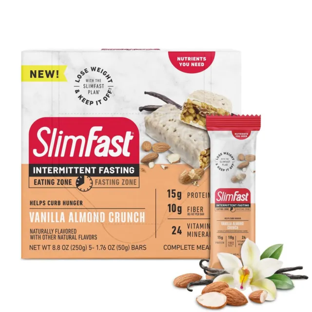 30 bar-SlimFast Intermittent Fasting- Complete Meal Protein Bars, Vanilla Almond