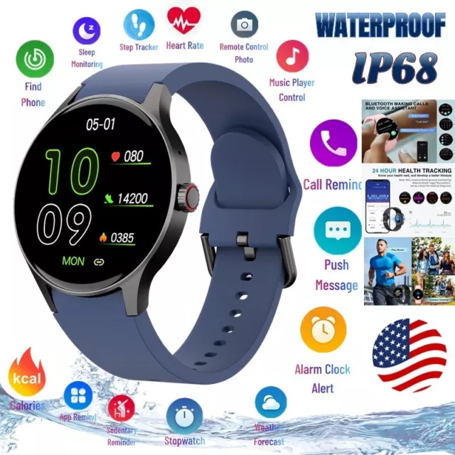 Smart Watch Bluetooth Call Heart Rate Blood Oxygen BP Monitor Waterproof Watch