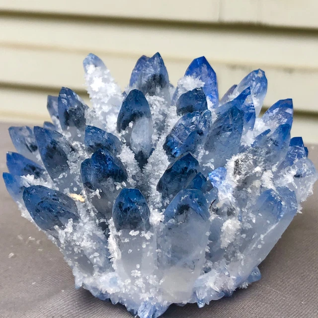 366g  New Find blue Phantom Quartz Crystal Cluster Mineral Specimen Healing 11