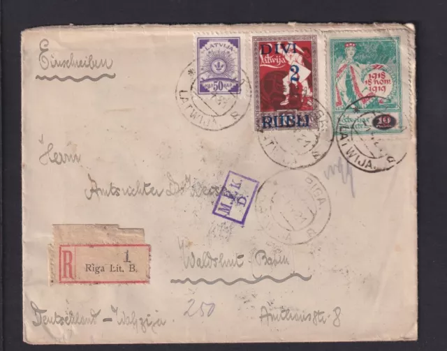 1921 - Franquiciado mixto por carta certificada de Riga a Waldshut (22082351)