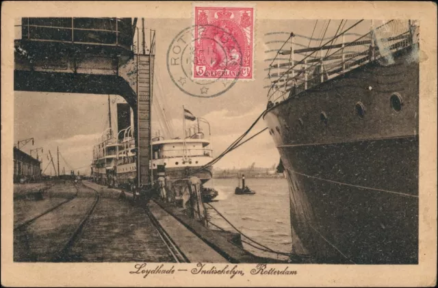 Postkaart Rotterdam Rotterdam Loydkade Indischhafen 1922 2