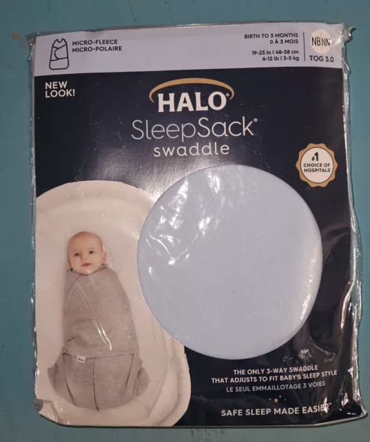 NEW Halo Sleep Sack Swaddle Micro Fleece Blue Newborn Size 0-3 Months