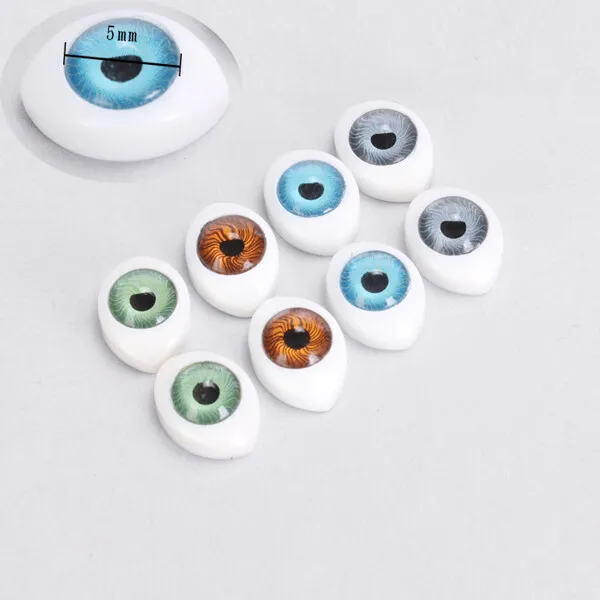 Pack of 4 Color 8pcs Oval Hollow Back Plastic Eyes For Dolls Masks DIY 5mm